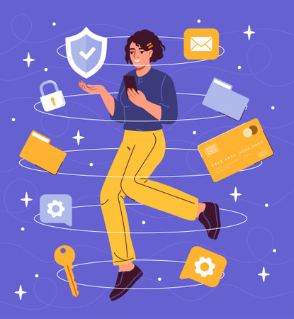 Cyber security services abstract concept. Safety and protection of personal information. Vector illustrationのイラスト素材