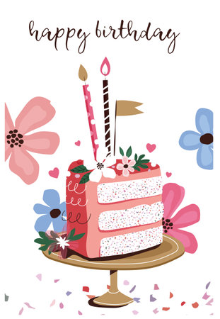 Happy birthday vector greeting cardのイラスト素材