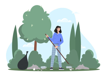 Janitor in city park vectorのイラスト素材