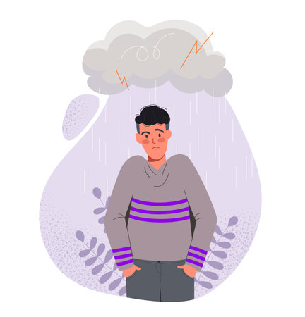 Man with anxiety vectorのイラスト素材