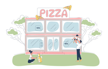 Pizza restaurant vector conceptのイラスト素材