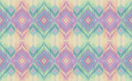 Ethnic motif seamless pattern. Handmade repeating ikat art or tribal ornament for wallpaper. Geometric design element for printing on fabric and textiles. Hand drawn vector illustrationのイラスト素材