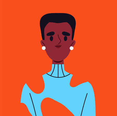 Trendy user avatar. Portrait of african american woman. Beauty, aesthetics and elegance. Profile in...