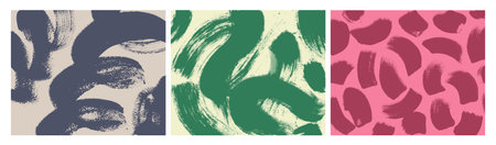 Set of posters with bold brush strokes. Creative hand drawn banners with grainy texture and damaged...