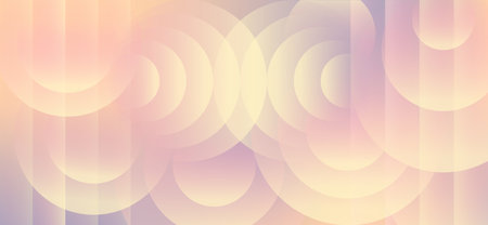 Circle effect style abstract background. Colorful banner with pastel pink and yellow gradient and bokeh effect. Minimalist trendy backdrop with space for text. Vector illustrationのイラスト素材