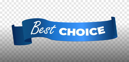 Blue ribbon with Best Choice text on a transparent background. Elegant and dynamic design, suitable for promotions, advertising, and marketing purposesのイラスト素材