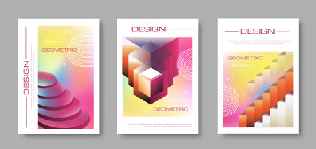 Abstract gradient posters set. Minimalistic creativity and art. Gradient psychedelic ornaments....