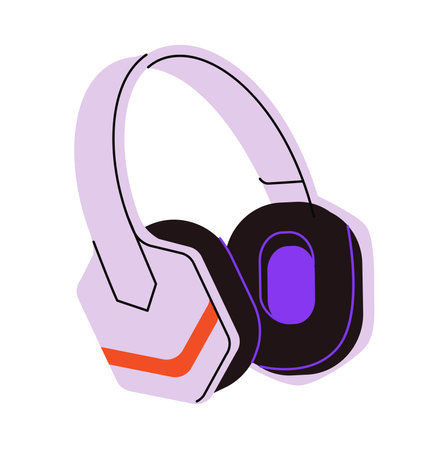 Purple headphones illustration. Vector illustrationのイラスト素材