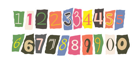 Colorful torn paper numbers. Vector illustrationのイラスト素材