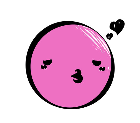 Pink emoticon blowing kisses. Vector illustrationのイラスト素材