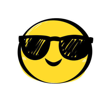 Smiling emoji with sunglasses. Vector illustrationのイラスト素材