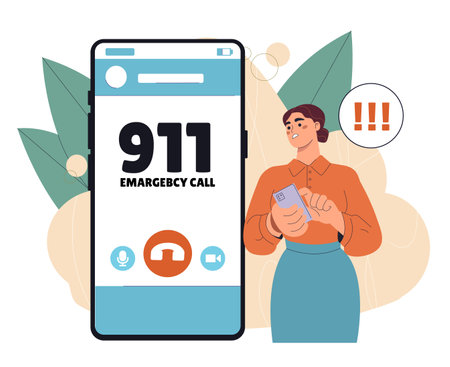 Emergency call illustration. Vector illustrationのイラスト素材
