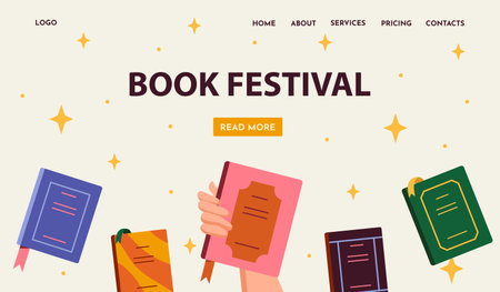 Book festival event banner. Vector illustrationのイラスト素材