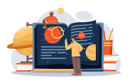 Exploring space concepts. Vector illustrationのイラスト素材