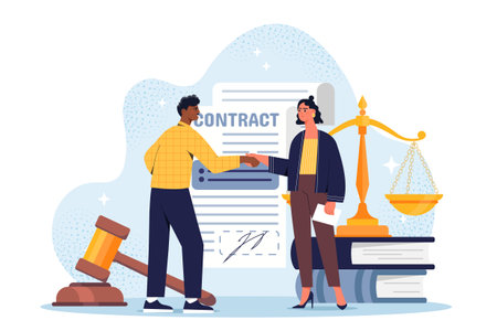Legal agreement handshake. Vector illustrationのイラスト素材