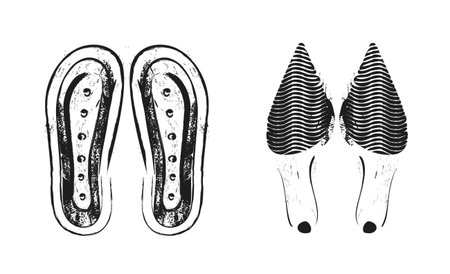 Grunge shoe prints illustration. Vector illustrationのイラスト素材