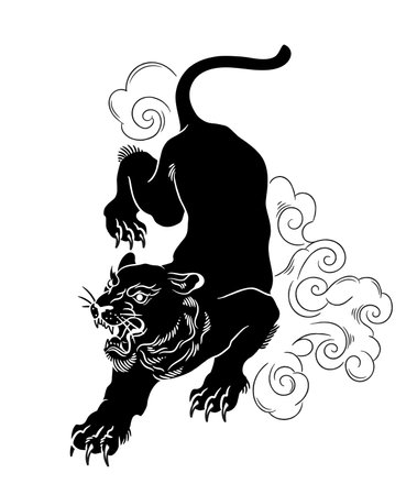 Black panther tattoo design. Vector illustrationのイラスト素材