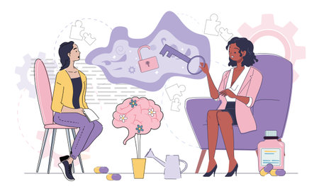 Psychological therapy session concept. Vector illustrationのイラスト素材
