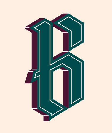 Gothic letter B with bold shadow effect. Vector illustrationのイラスト素材