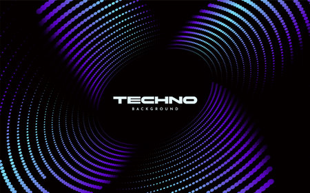 Techno dots music wave background. Vector illustrationのイラスト素材