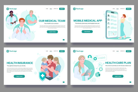 Medical Services Web Banners. Vector illustrationのイラスト素材
