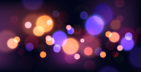 Colorful glowing bokeh light circles. Vector illustrationのイラスト素材