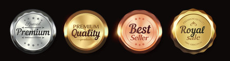 Premium and quality label badges set. Vector illustrationのイラスト素材