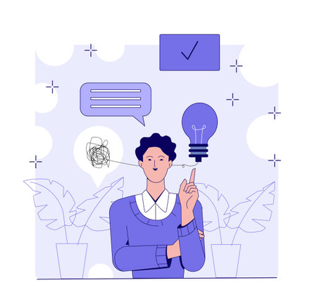 Woman getting new idea concept vector. Vector illustrationのイラスト素材