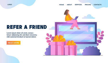 Refer a Friend Concept Design. Vector illustrationのイラスト素材