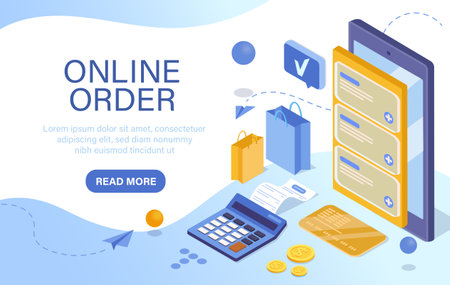 Online order shopping concept scene. Vector illustrationのイラスト素材