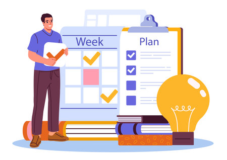 Weekly planning and task checklist concept. Vector illustrationのイラスト素材