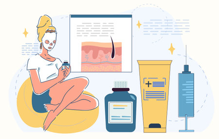 Skincare treatment and beauty concept. Vector illustrationのイラスト素材