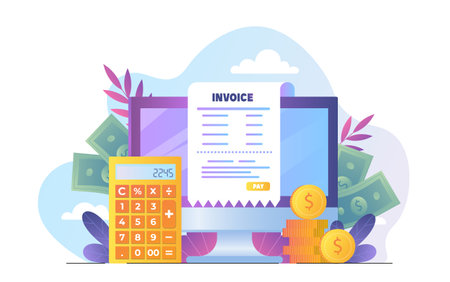 Invoice payment and accounting concept. Vector illustrationのイラスト素材