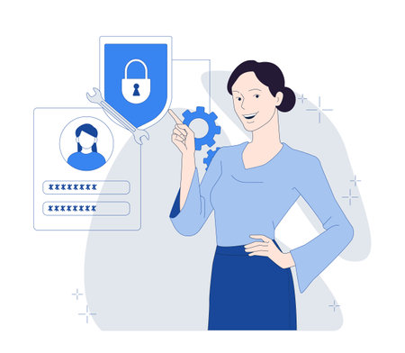 Cybersecurity user access concept. Vector illustrationのイラスト素材