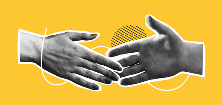 Two hands reaching to shake hands. Vector illustrationのイラスト素材