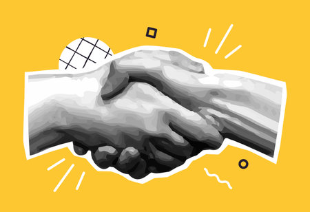 Handshake agreement concept art. Vector illustrationのイラスト素材