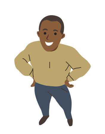 Smiling man standing confidently. Vector illustrationのイラスト素材