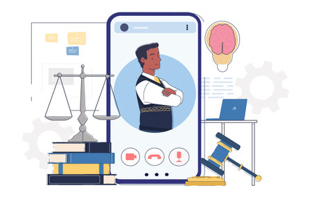 Online legal consultation concept scene. Vector illustrationのイラスト素材
