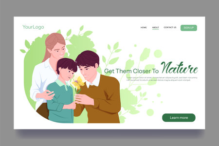 Family bonding with nature concept.. Vector illustration