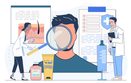 Skin examination and dermatology concept. Vector illustrationのイラスト素材