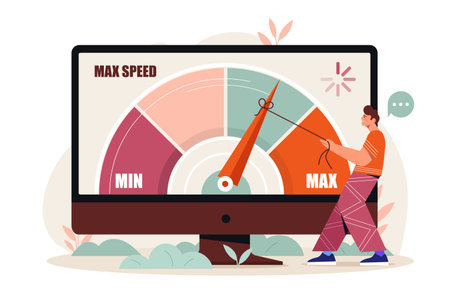 Speed optimization concept on screen. Vector illustrationのイラスト素材
