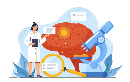 Brain research and analysis concept. Vector illustrationのイラスト素材