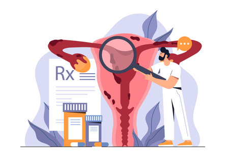 Uterus examination and diagnosis concept. Vector illustrationのイラスト素材