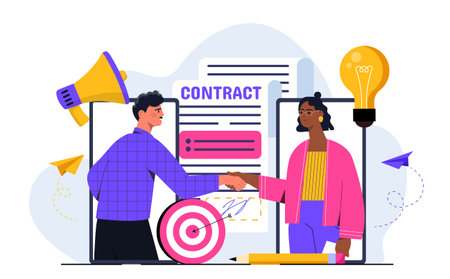 Business contract handshake concept. Vector illustrationのイラスト素材