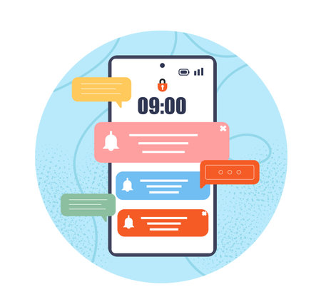 Smartphone with notification alerts UI icon. Vector illustrationのイラスト素材