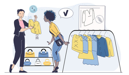 Eco-friendly fashion shopping concept. Vector illustrationのイラスト素材