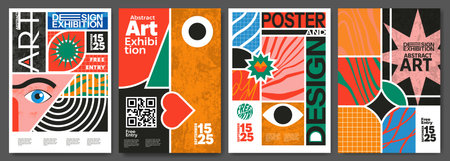 Abstract art design exhibition posters. Vector illustrationのイラスト素材