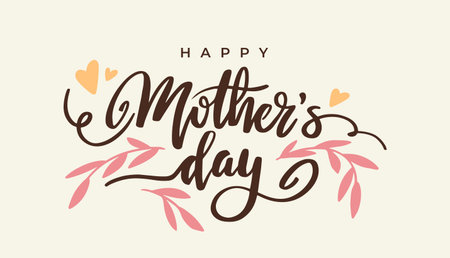 Mothers Day greeting with hearts. Vector illustrationのイラスト素材