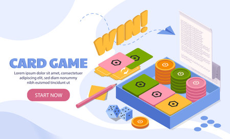 Card game concept with tokens. Vector illustrationのイラスト素材