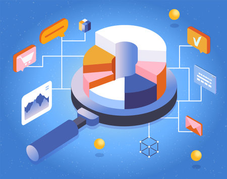 Data analysis with pie chart concept. Vector illustrationのイラスト素材